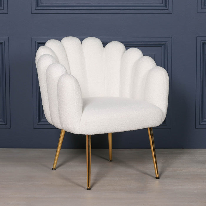Boucle White Dining Bedroom Chair