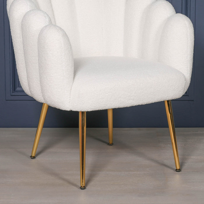 Boucle White Dining Bedroom Chair