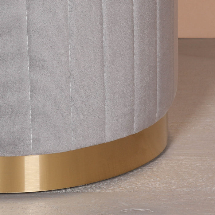 Grey Velvet Round Stool