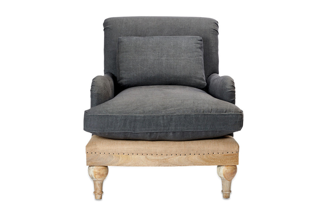 Abe Deconstructed Linen Armchair - Charcoal