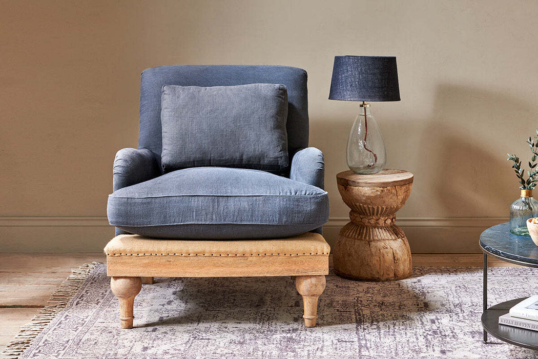 Abe Deconstructed Linen Armchair Charcoal