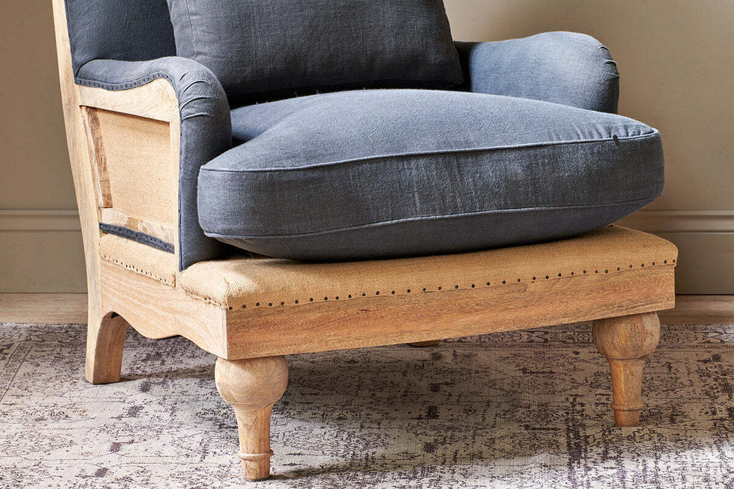 Abe Deconstructed Linen Armchair Charcoal