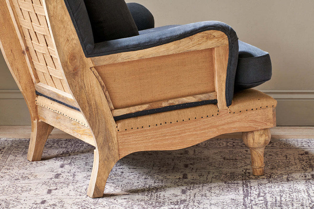 Abe Deconstructed Linen Armchair Charcoal