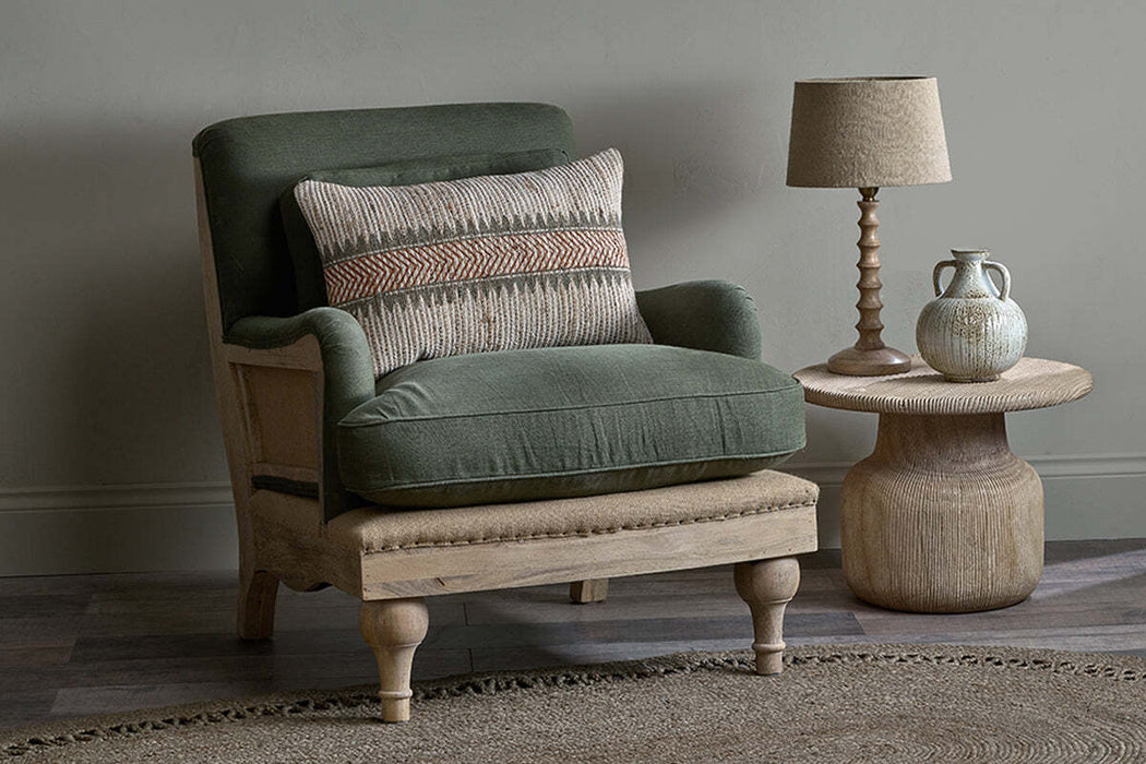 Abe Deconstructed Linen Armchair Olive