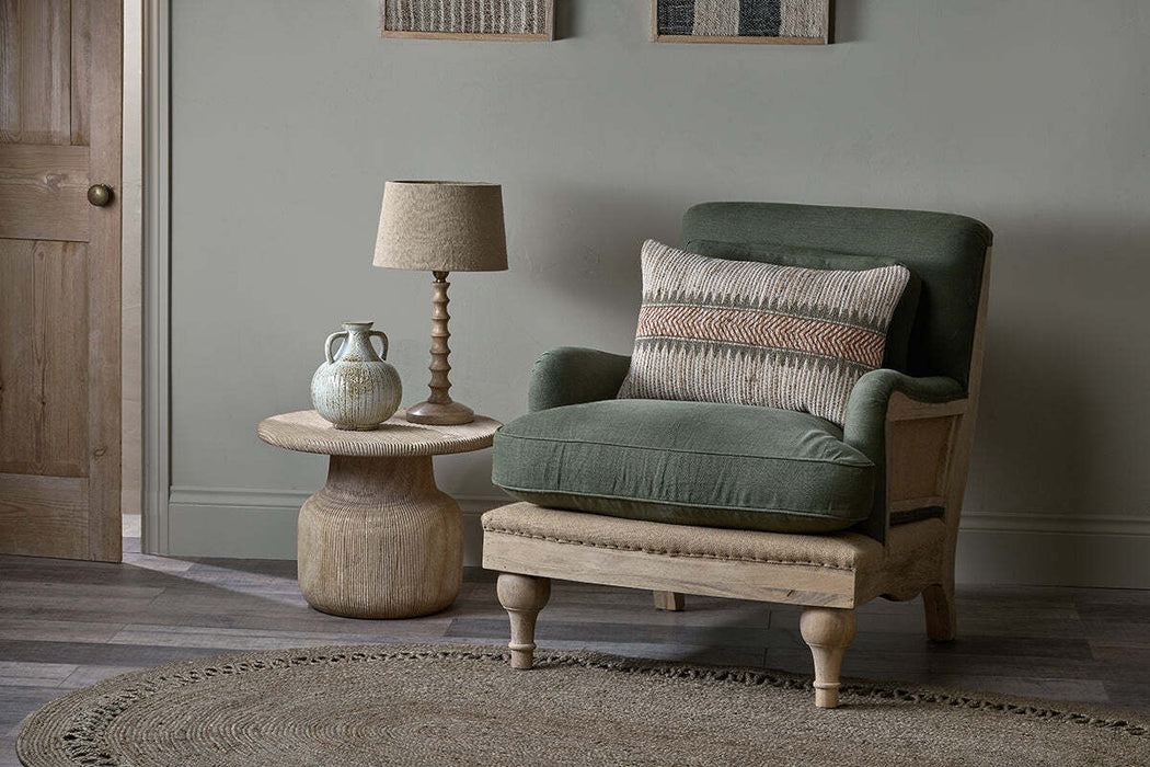 Abe Deconstructed Linen Armchair Olive