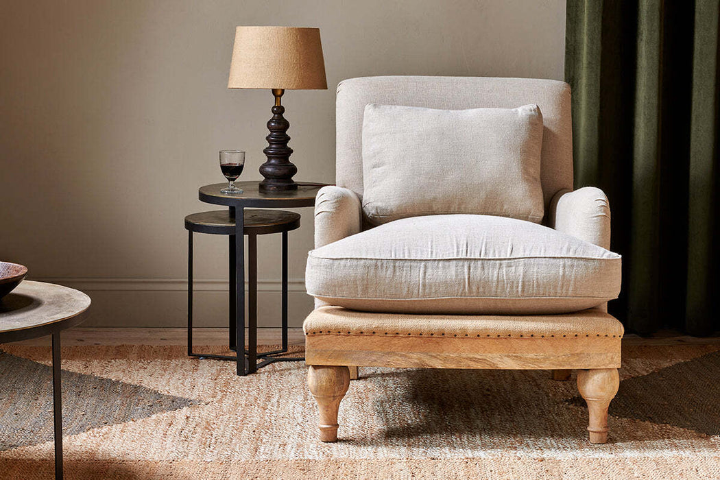 Abe Deconstructed Linen Armchair Stone