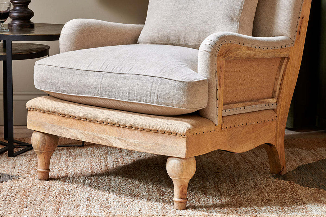 Abe Deconstructed Linen Armchair Stone