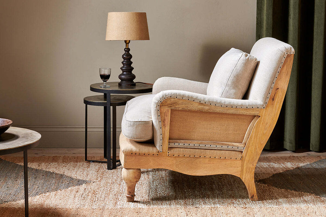Abe Deconstructed Linen Armchair Stone