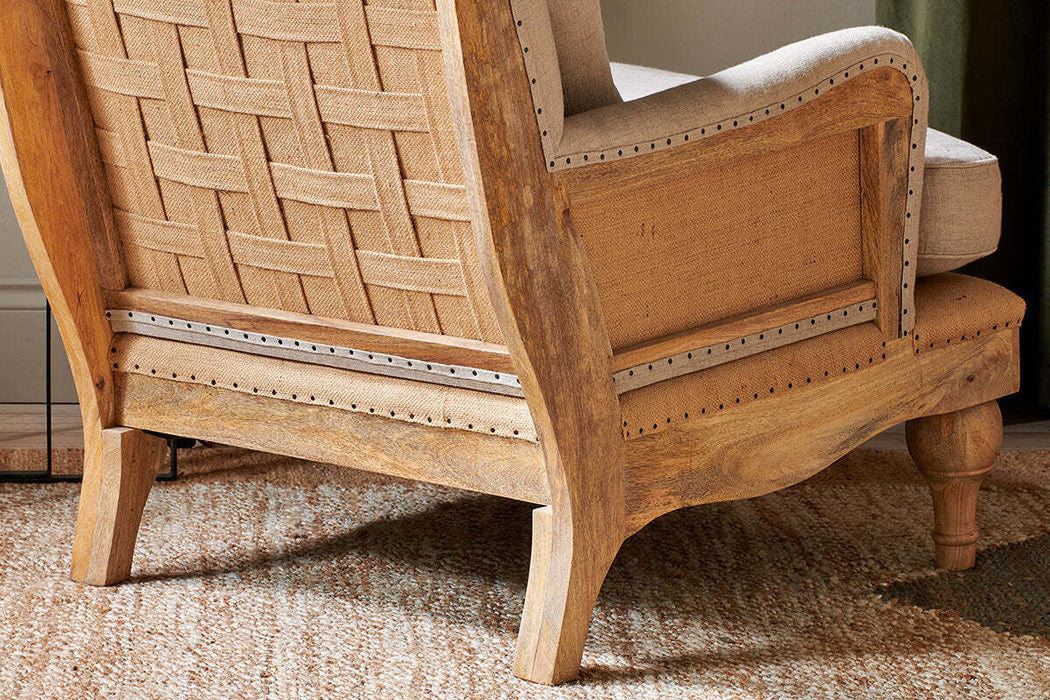 Abe Deconstructed Linen Armchair Stone
