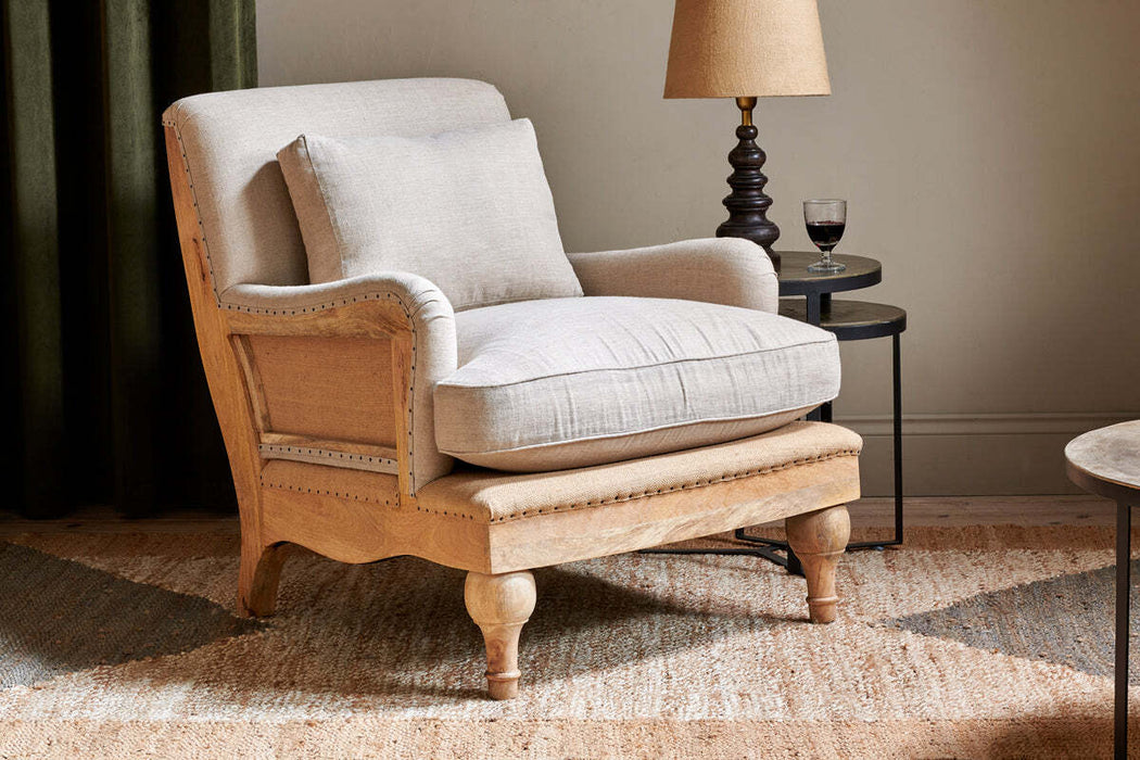 Abe Deconstructed Linen Armchair Stone