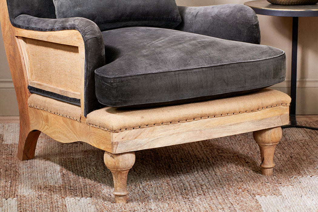 Abe Deconstructed Velvet Armchair Moss