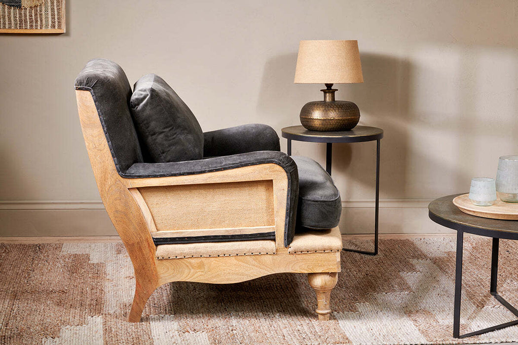 Abe Deconstructed Velvet Armchair Moss