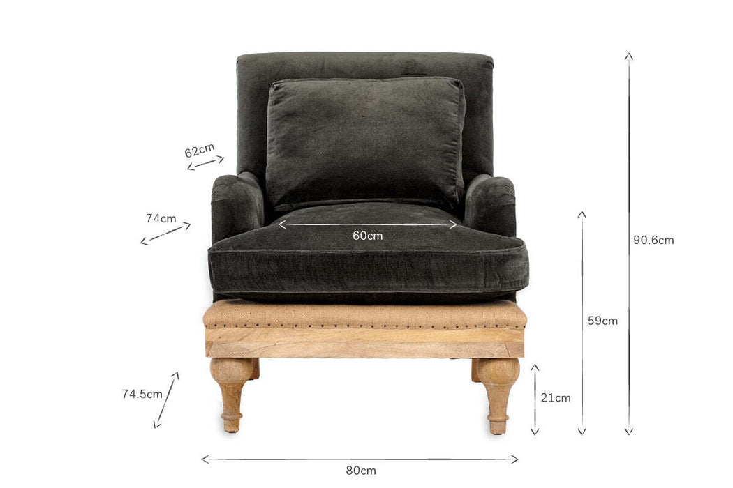 Abe Deconstructed Velvet Armchair - Moss