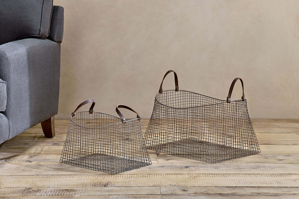 Adah Iron Baskets - Brown Set of 2