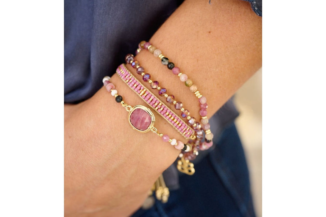 Adria Gold Beaded Pink Tourmaline Bracelet