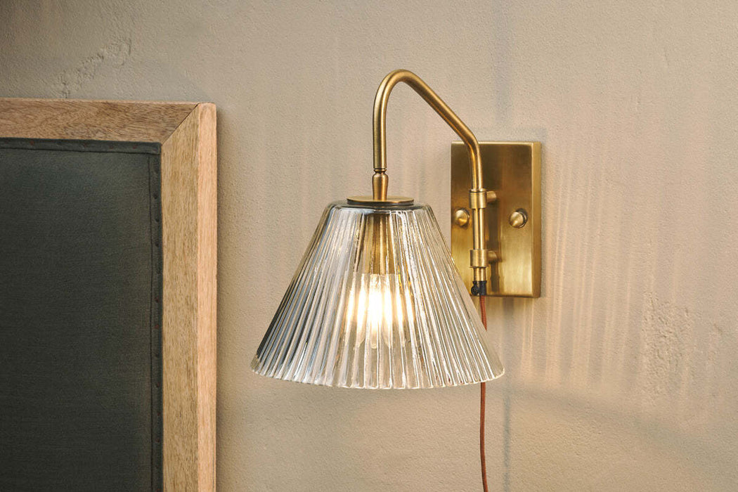 Akoli Glass Wall Lamp Clear Antique Brass