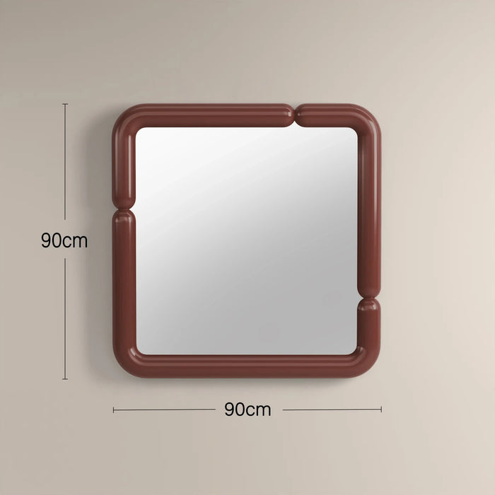 Alana Square Wall Mirror 90 cm High Gloss Burgundy