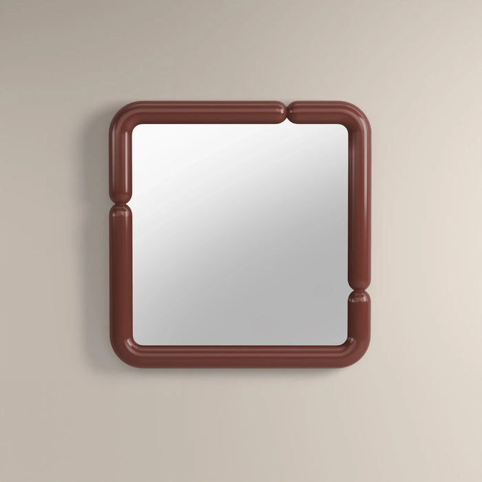 Alana Square Wall Mirror 90 cm High Gloss Burgundy