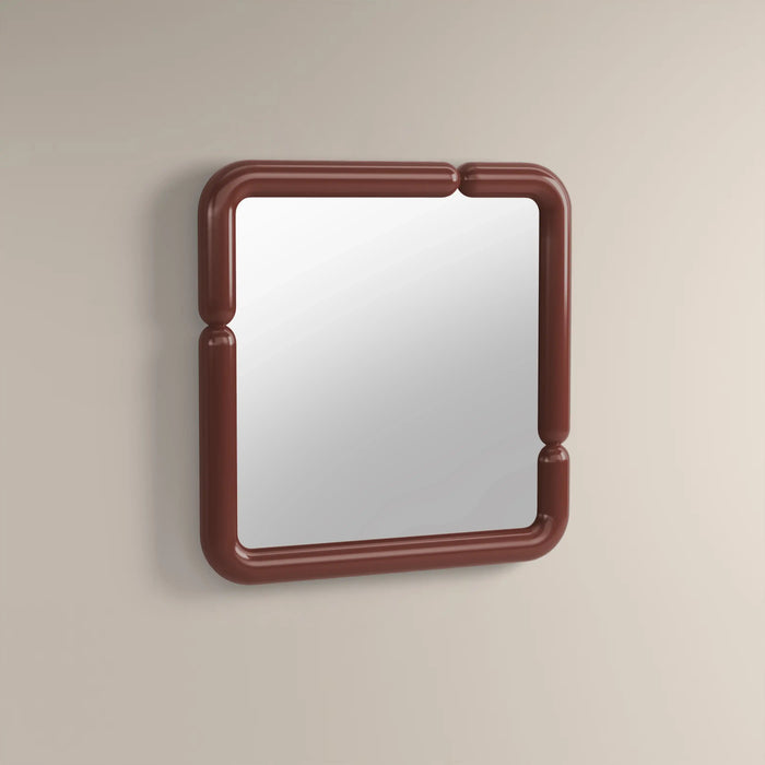 Alana Square Wall Mirror 90 cm High Gloss Burgundy