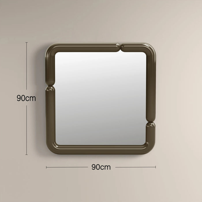 Alana Square Wall Mirror 90 cm High Gloss Clay Green