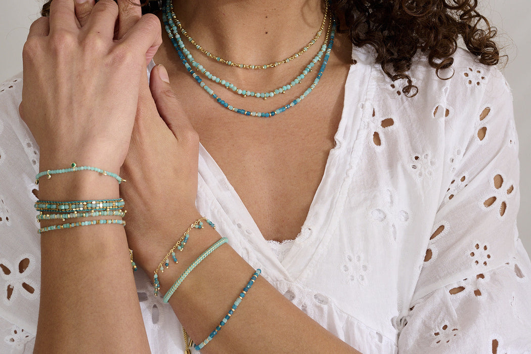 Allegra Amazonite and Apatite Gold Necklace