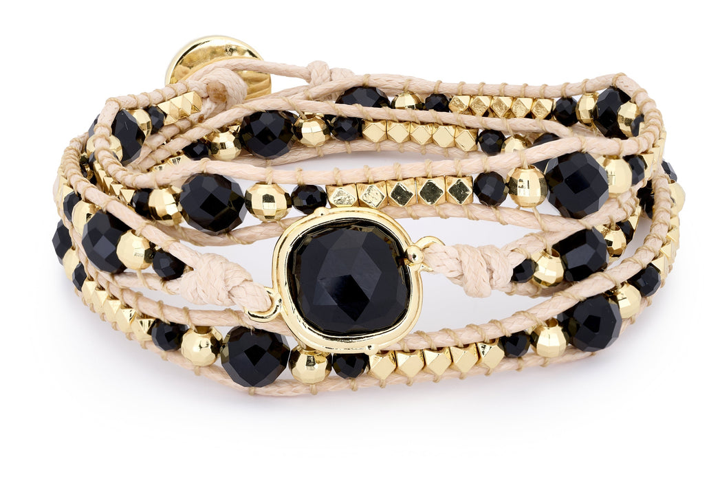 America Black Spinel Gemstone Wrap Bracelet