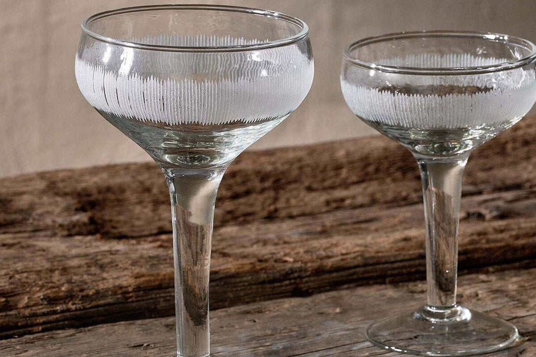 Anara Etched Champagne Glass Clear Set Of 4