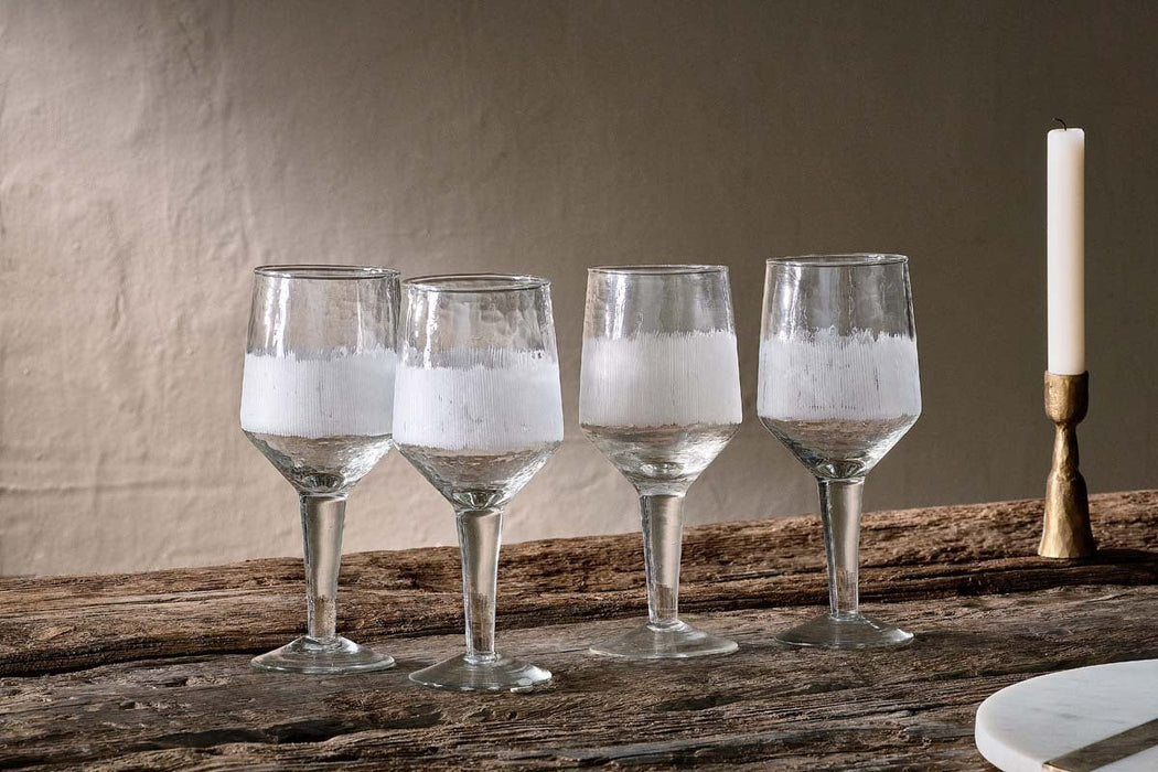 Anara Etched Wine Glass Clear Set Of 4 Large