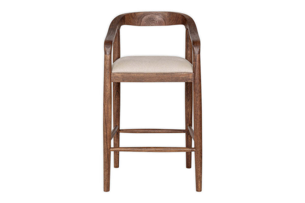 Anbu Acacia Upholstered Counter Chair - Washed Walnut