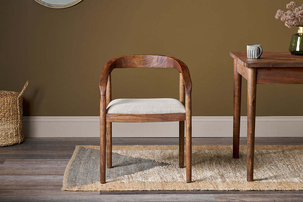 Anbu Acacia Upholstered Dining Chair Washed Walnut