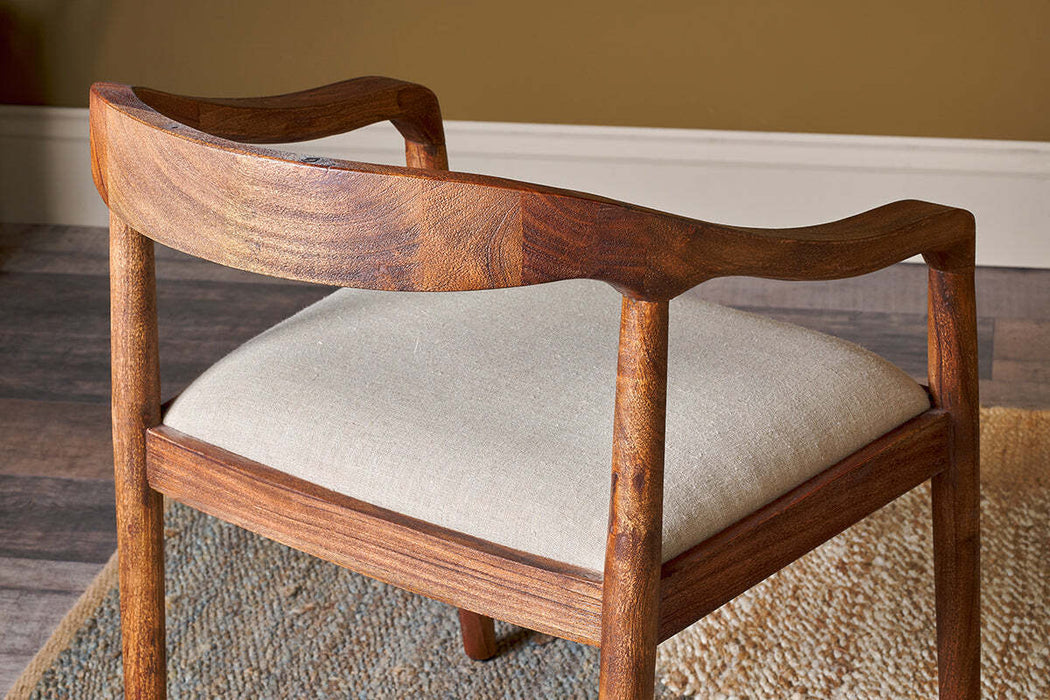 Anbu Acacia Upholstered Dining Chair Washed Walnut