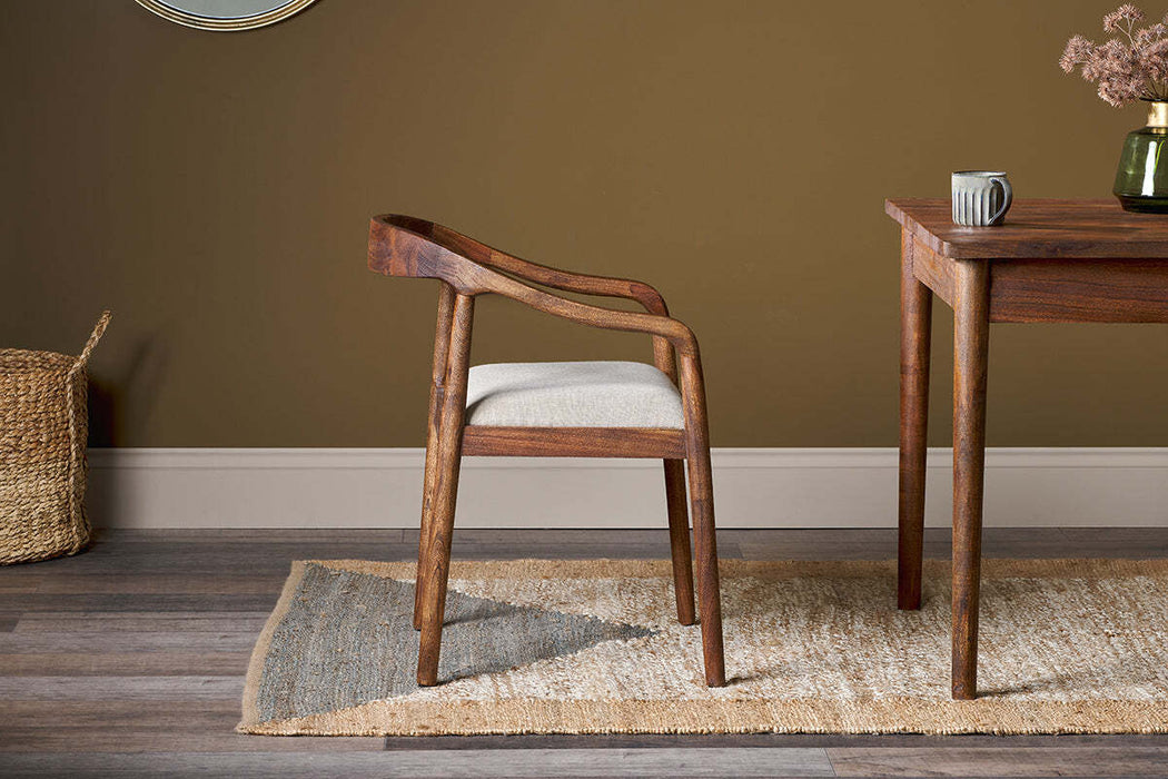 Anbu Acacia Upholstered Dining Chair Washed Walnut
