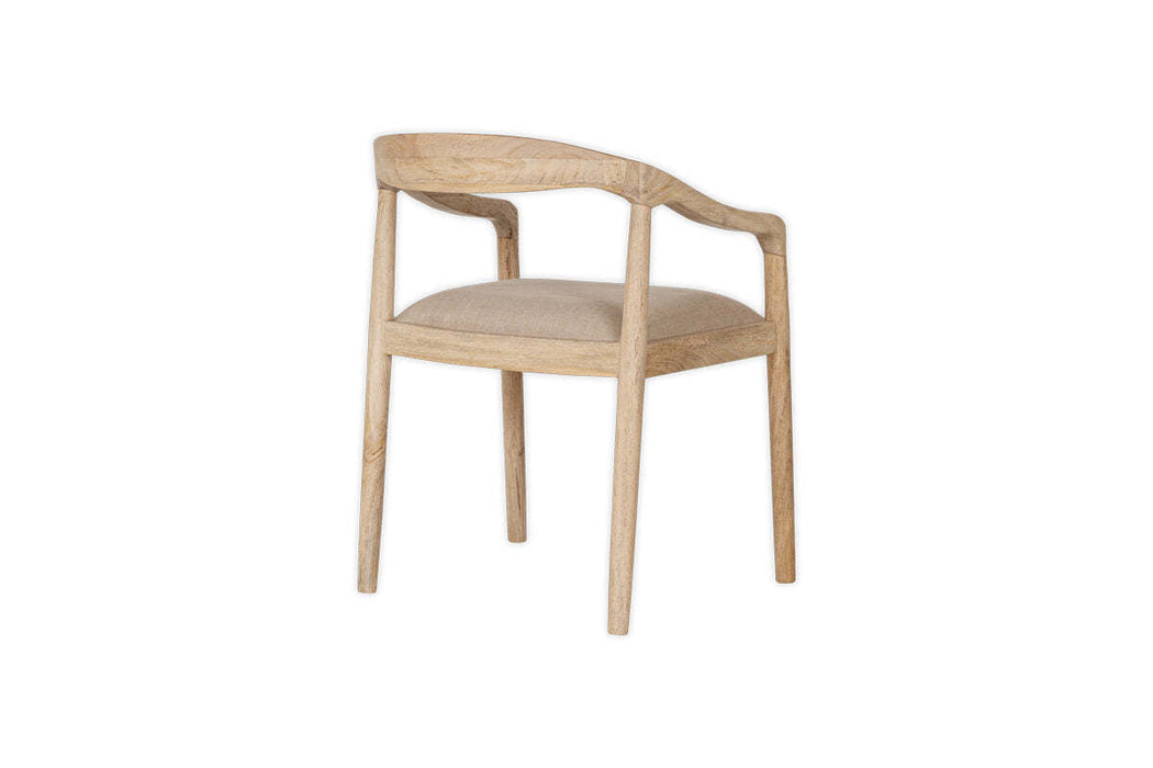Anbu Mango Wood Upholstered Dining Chair - Natural