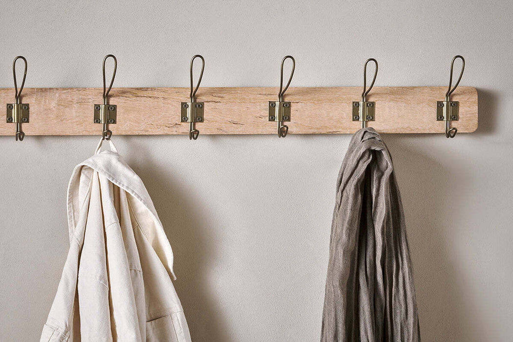 Ankita Mango Wood Iron Hooks Natural Antique Brass Large