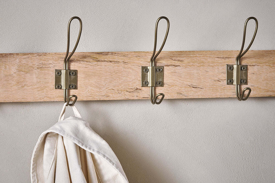Ankita Mango Wood Iron Hooks Natural Antique Brass Small