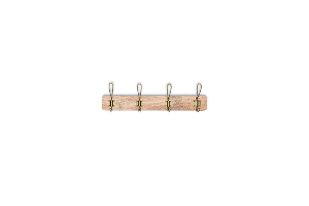 Ankita Mango Wood Iron Hooks Natural Antique Brass Small