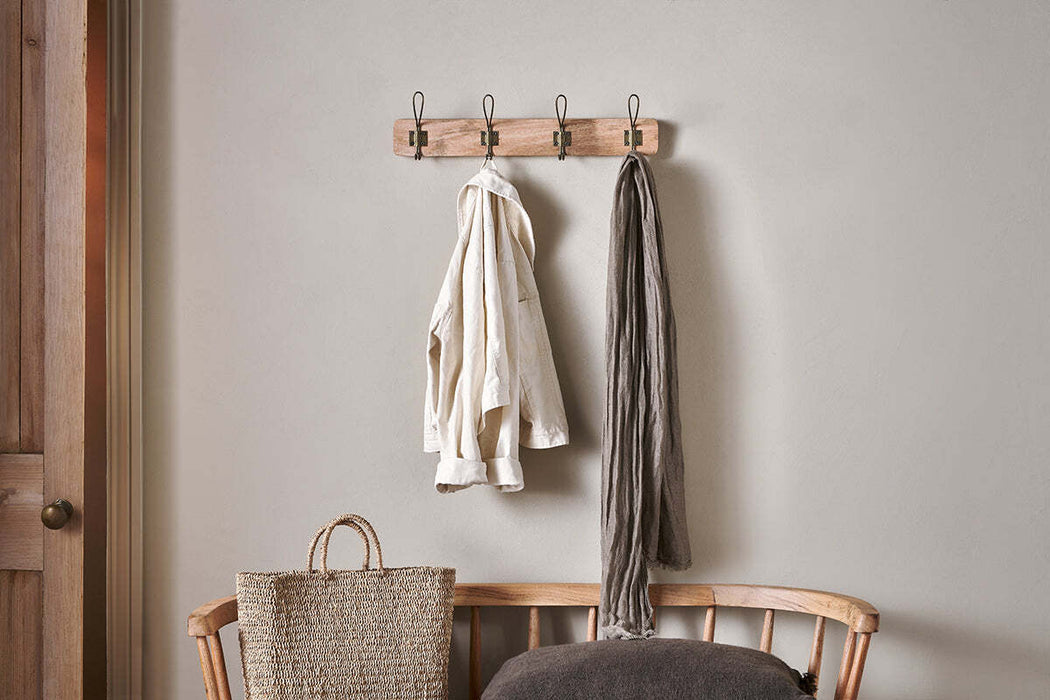 Ankita Mango Wood Iron Hooks Natural Antique Brass Small