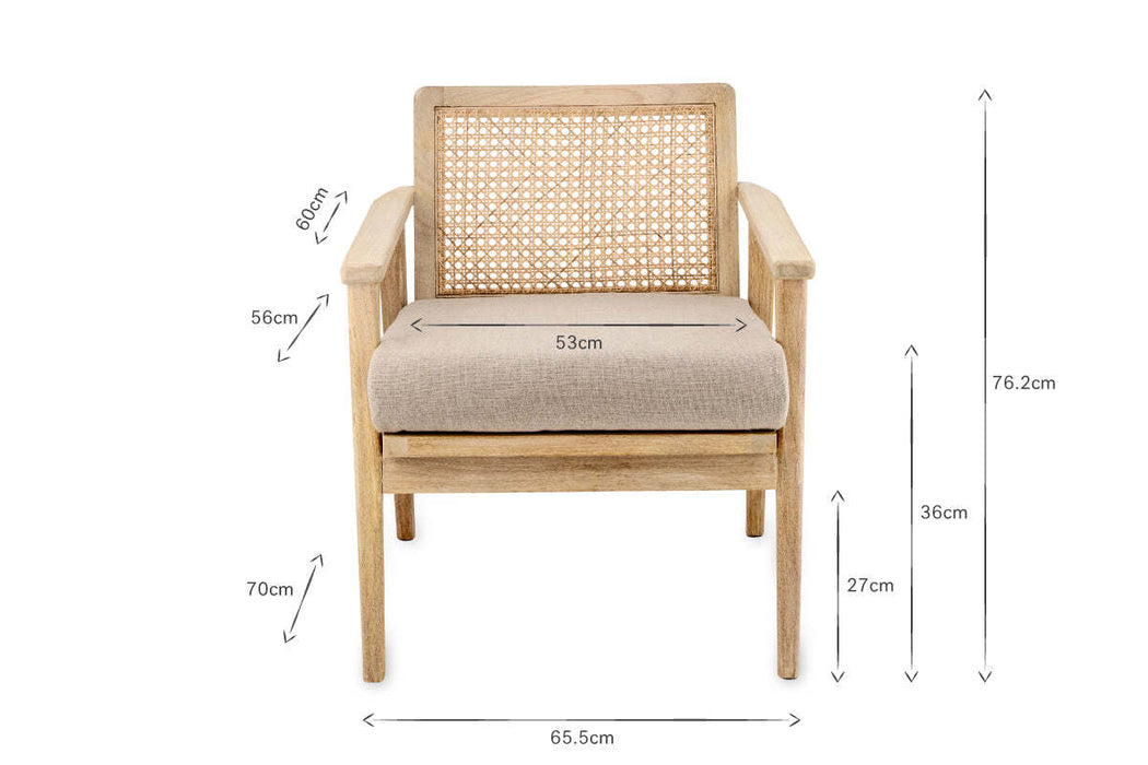 Atri Mango Wood Cane Occasional Chair