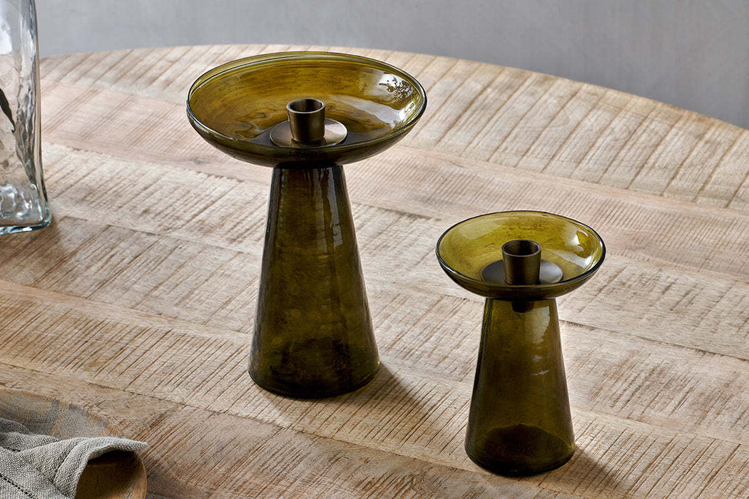 Avyn Recylcled Glass Candle Holder Forest Green