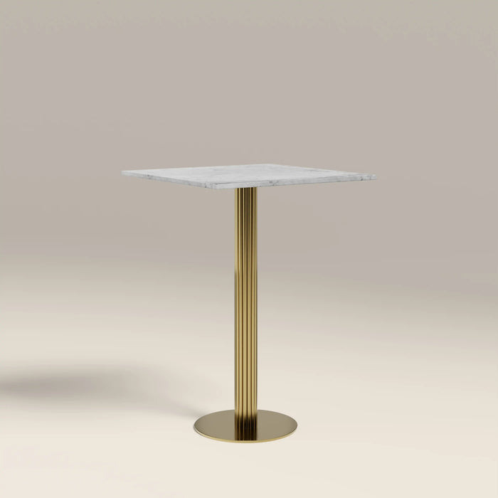Rafferty 2 Seat Square Bar Table White Marble & Brass