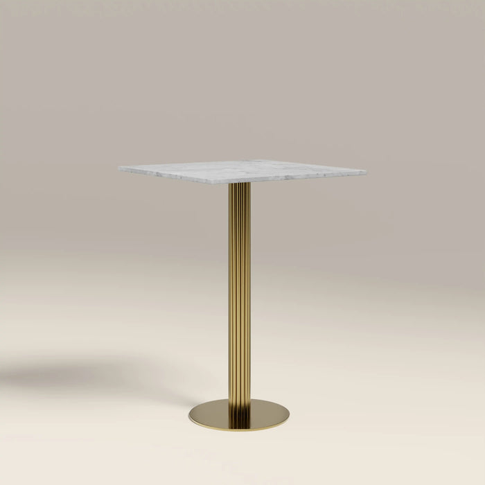 Rafferty 2 Seat Square Bar Table White Marble & Brass
