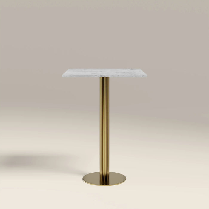 Rafferty 2 Seat Square Bar Table White Marble & Brass