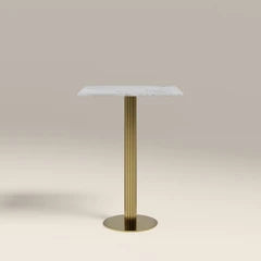 Rafferty 2 Seat Square Bar Table | White Marble & Brass