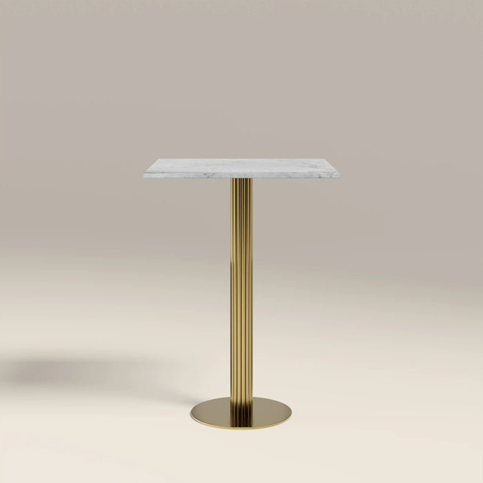 Rafferty 2 Seat Square Bar Table White Marble & Brass