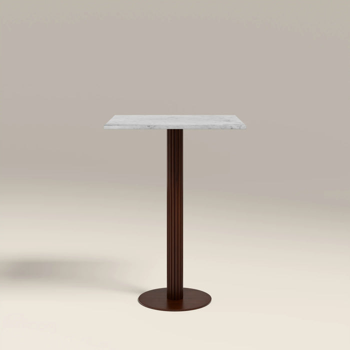 Rafferty 2 Seat Square Bar Table White Marble & Walnut