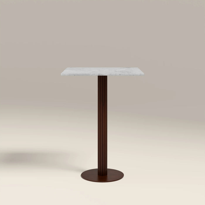 Rafferty 2 Seat Square Bar Table White Marble & Walnut
