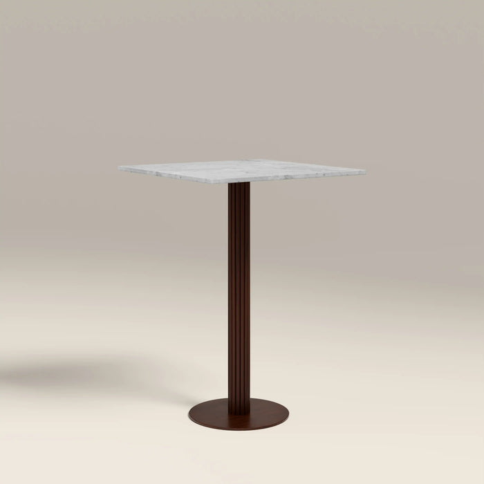 Rafferty 2 Seat Square Bar Table White Marble & Walnut