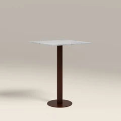 Rafferty 2 Seat Square Bar Table | White Marble & Walnut