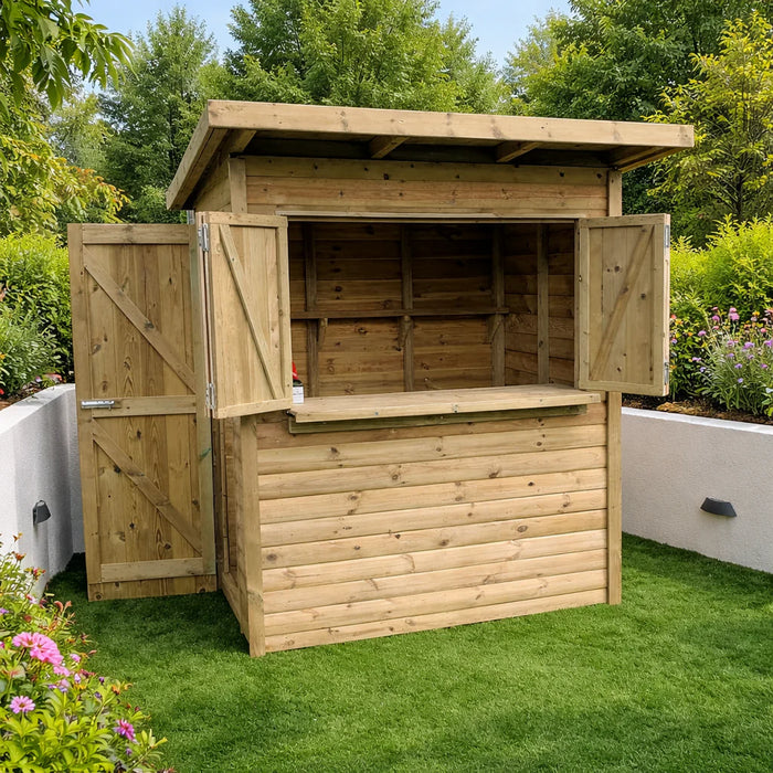The Castleton Garden Bar Timber Outdoor Entertainment Bar with Overlap Roof