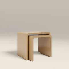 Barney Set of 2 Rectangle Nesting Side Tables | High Gloss Taupe
